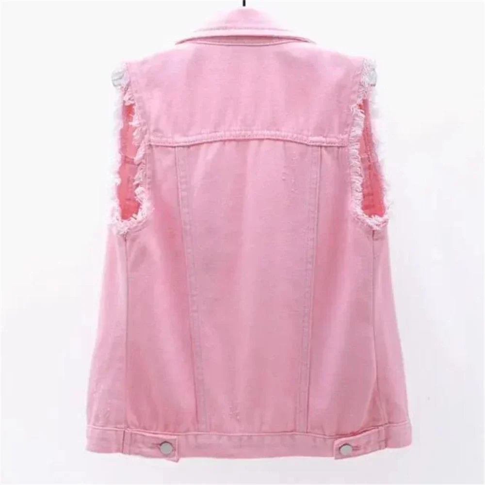Valenzora | Sleeveless denim vest for women in bright colors