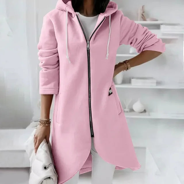 Valenzora | Hooded cardigan with curved hem