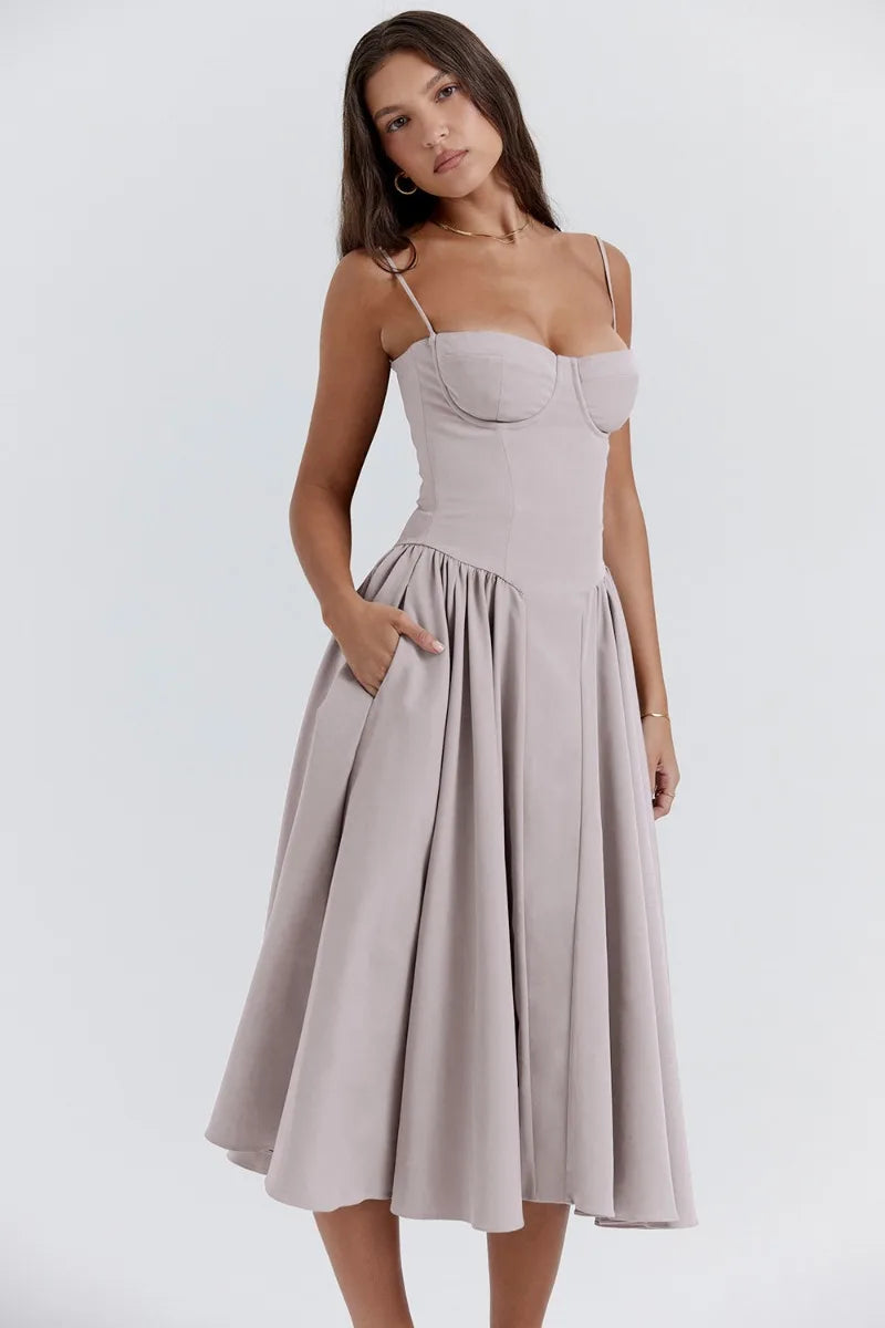 Valenzora | Sleeveless midi dress with a corset fit