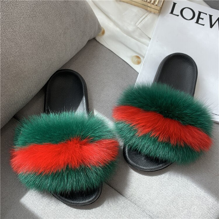 Valenzora | Flauschige Echtfell-Flip-Flops, Hausschuhe, Sandalen