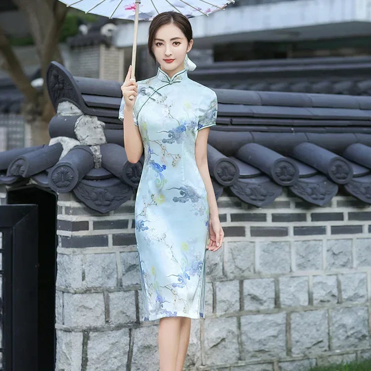 Valenzora | Cheongsam Qipao Mode Kleidung Lässig Elegant Ethnisch Vintage Kleid für Damen Streetwear Damenbekleidung Festlich Chinesisch
