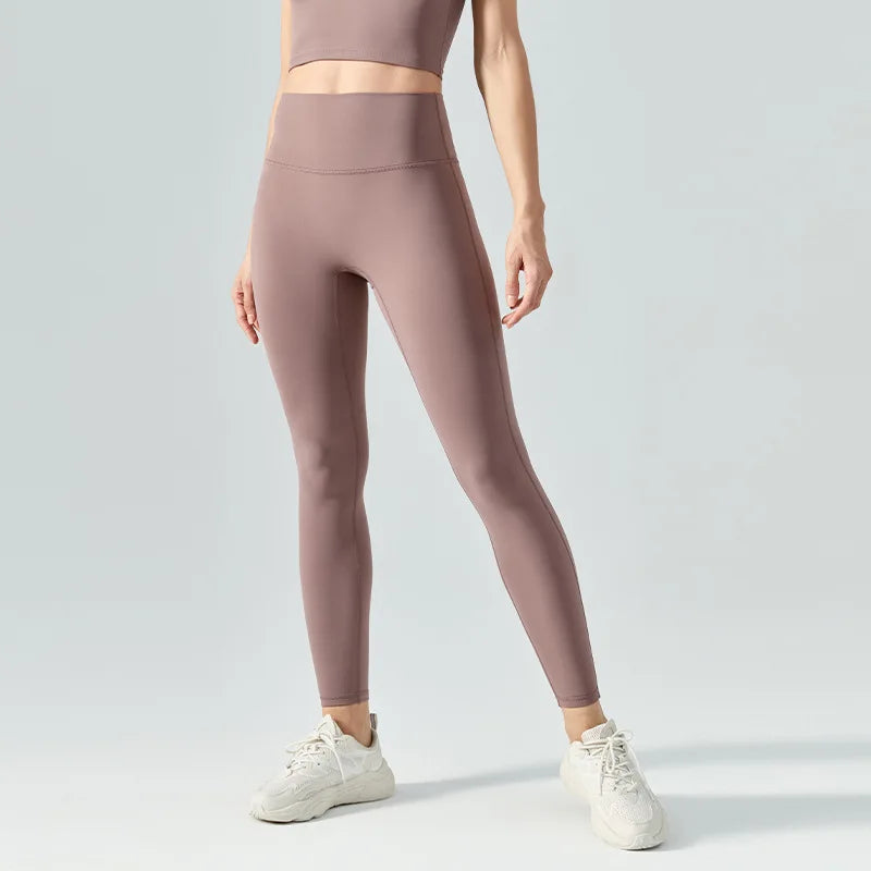 Valenzora | Emily Sportswear Naked High-Waisted Tight Yoga Pants Double-Sided Brushed Peach Butt-Lifting Running Sports Fitness Leggings