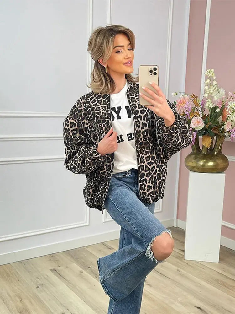 Valenzora | Retro Long Sleeve Leopard Jacket