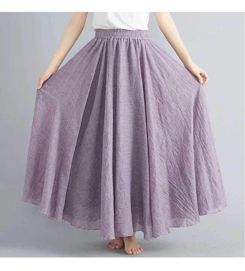 Valenzora | Fashion Cotton Linen Clothing Women's Skirts Maxi Y2K Elegant Beach Saia Ropa Mujer Casual Dress Boho Long Skirts Faldas Harajuku