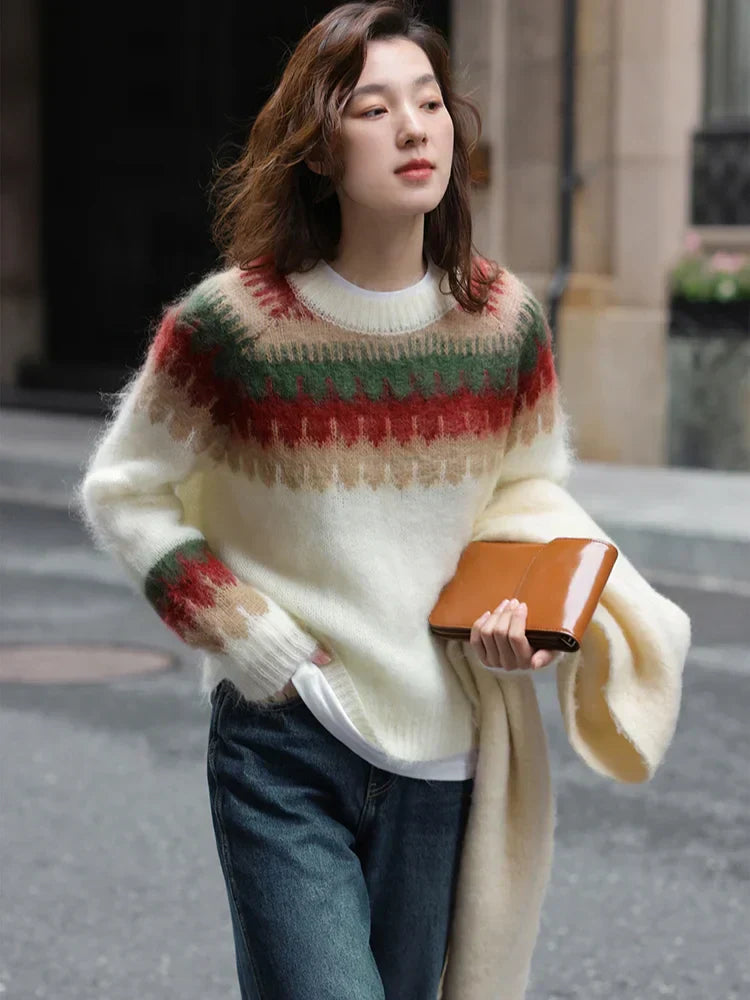 Valenzora - Ugly Christmas Sweater - Chunky knit sweater with retro pattern