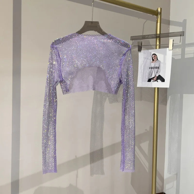 Valenzora | Diamond Long Sleeve Mesh Top