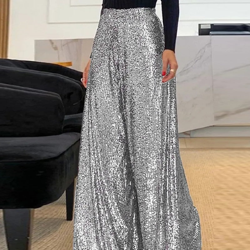 Valenzora Elegante Glänzende Pailletten-Hose