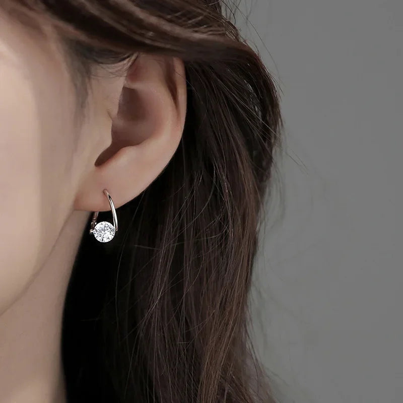 Valenzora | Sterling Silver Geometric Zircon Earrings