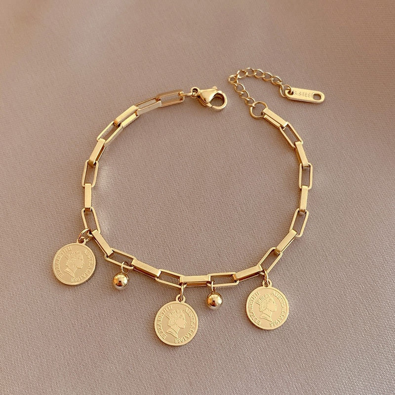 Valenzora Sparkling Freedom Armband | Damen Edelstahl Rundes Signature-Portrait-Anhänger
