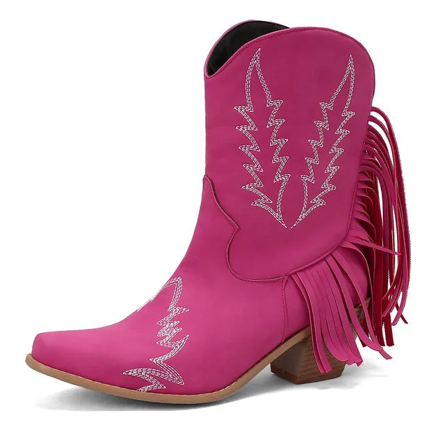 Valenzora | Cowboy ankle boots with fringe tassel