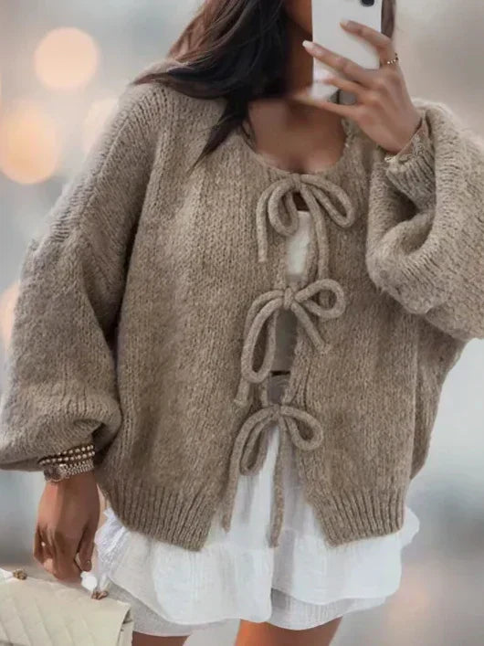 Valenzora | Damen Strickjacke mit Schleifenverschluss