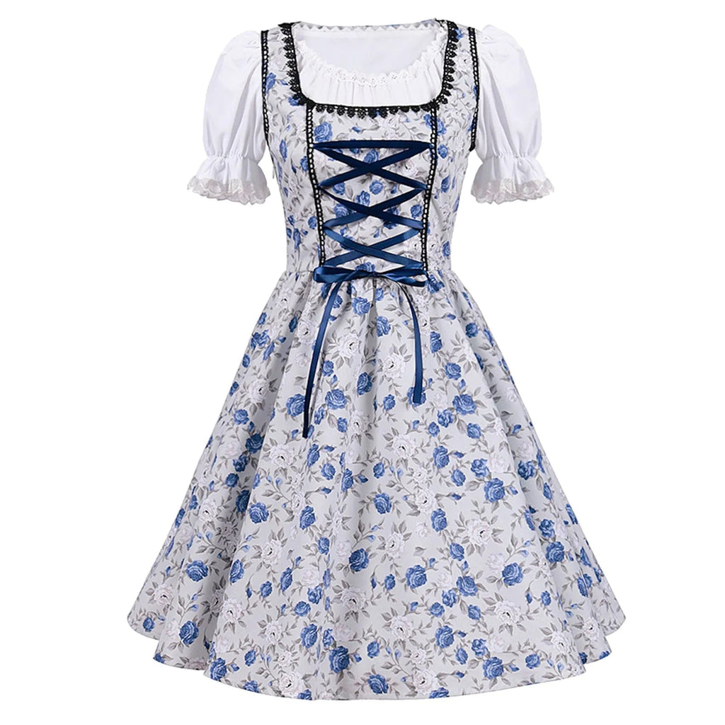 Valenzora | Short-sleeved lace Oktoberfest dress with apron