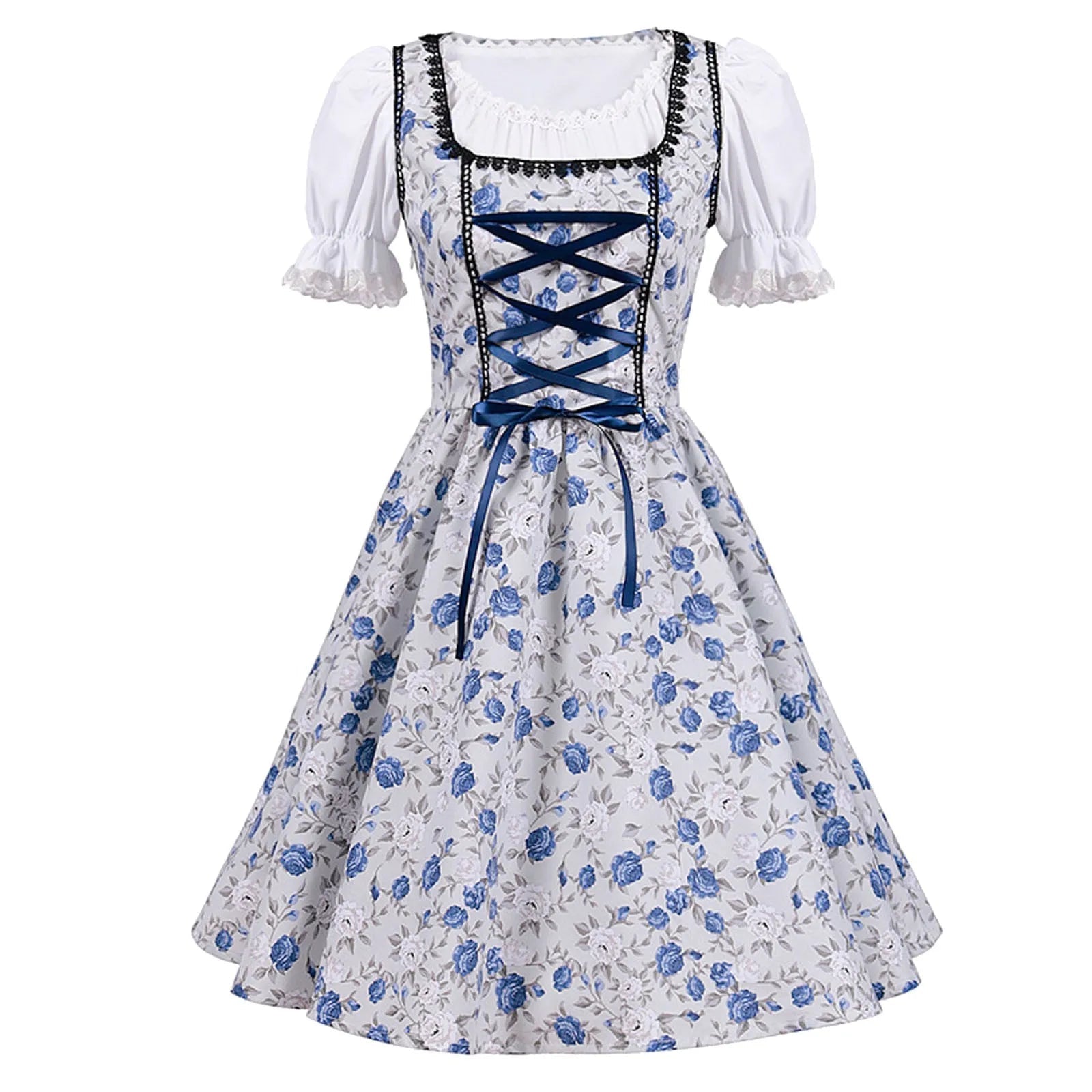 Valenzora | Short-sleeved lace Oktoberfest dress with apron