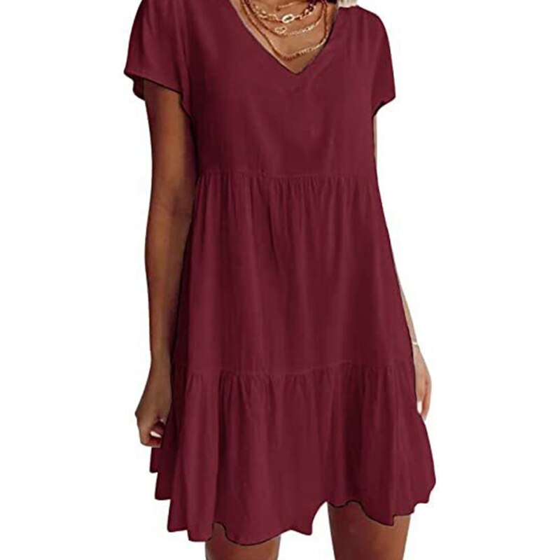 Valenzora gewebtes Kleid mit kurzen Ärmeln