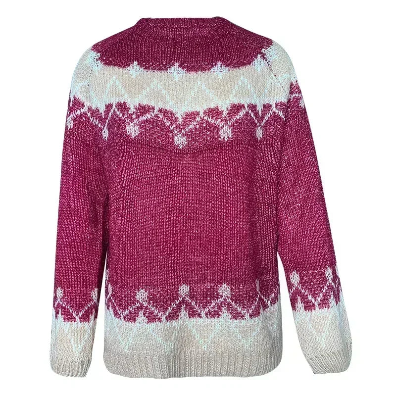 Valenzora - Ugly Christmas Sweater - Chunky knit sweater with a cozy jacquard pattern
