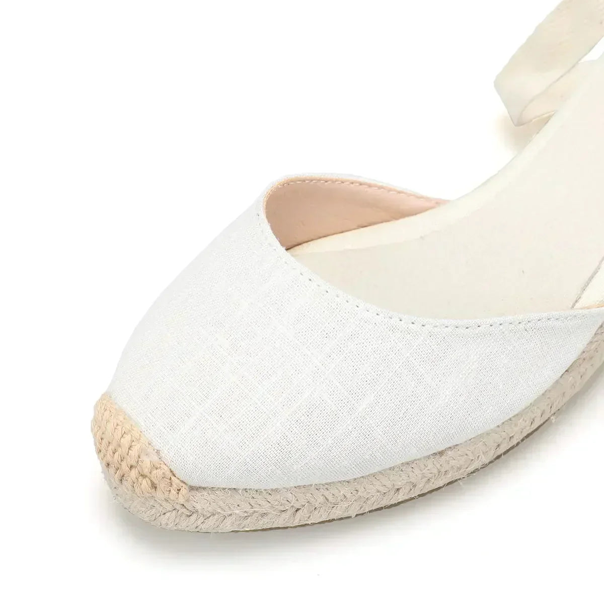 Valenzora | Weiße Keil-Espadrilles Bequeme Schnürsandalen für den Sommer