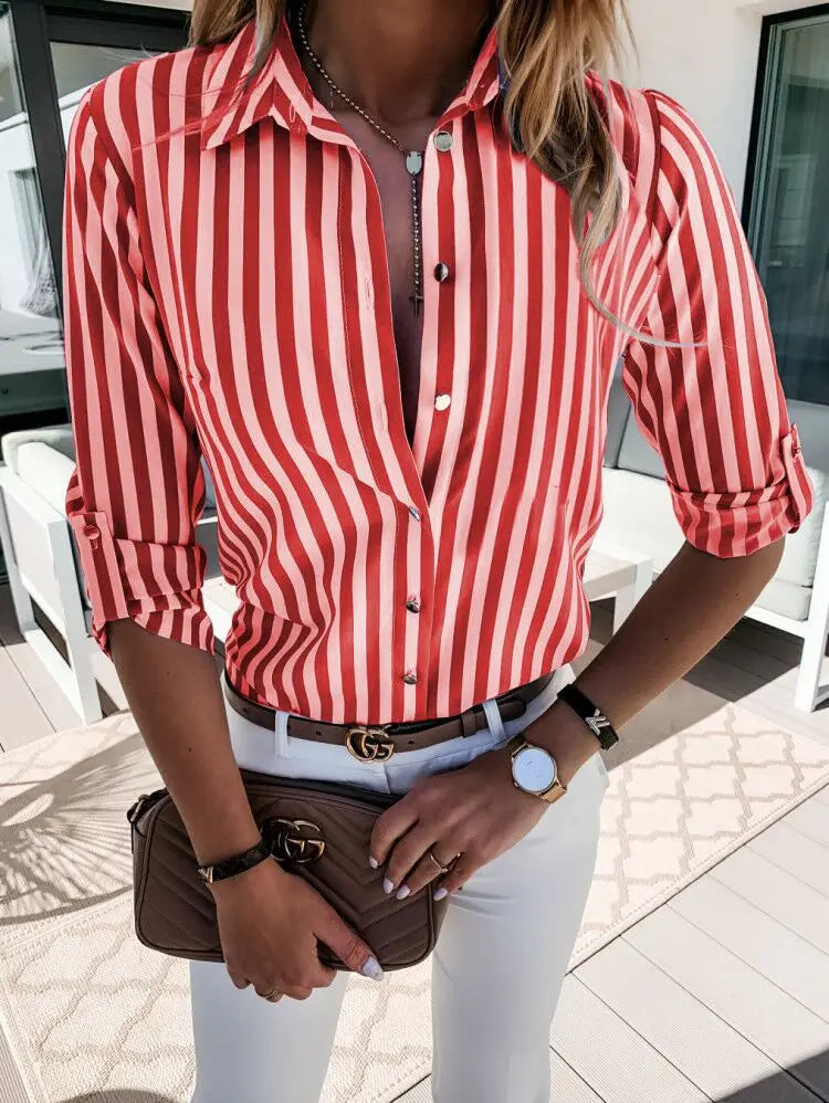 Valenzora | Striped button-up blouse for women