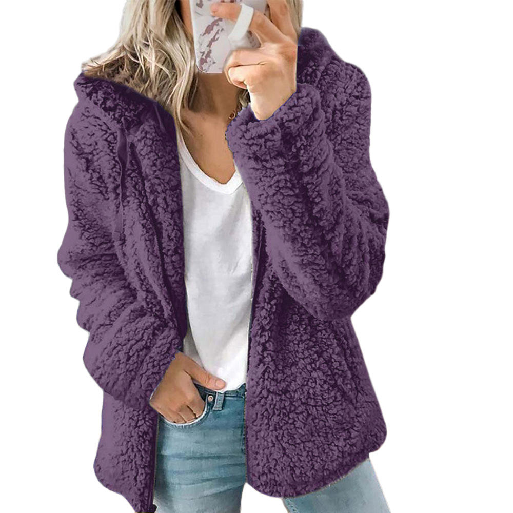 Valenzora Women's Fashion | Elegant Bear Teddy Fur Coat: Soft fleece coat with pockets and zipper
