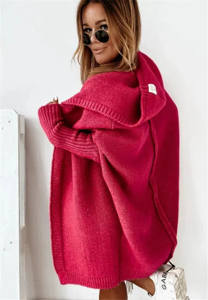 Valenzora | Superweiche Strickjacke mit Taschen und Kapuze für Damen