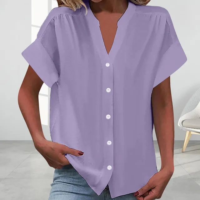 Valenzora | Casual V-neck top with short sleeves