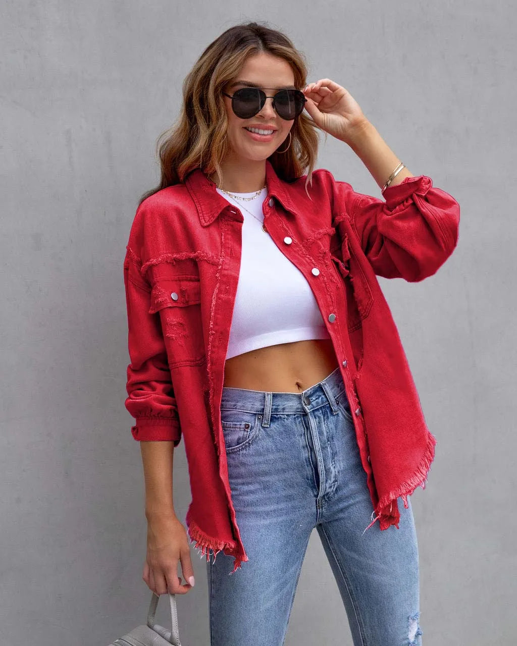 Valenzora - Trendy spring jacket made of designed denim