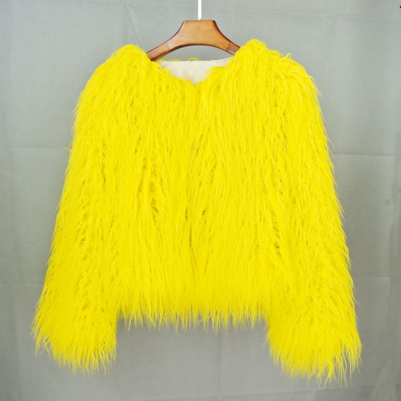 Valenzora coat for women, thick, warm faux fur coat