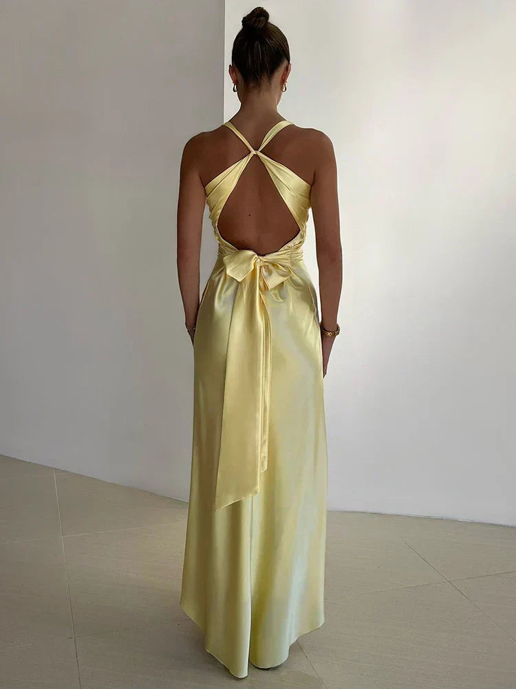 Valenzora | Bow Backless Evening Maxi Dress
