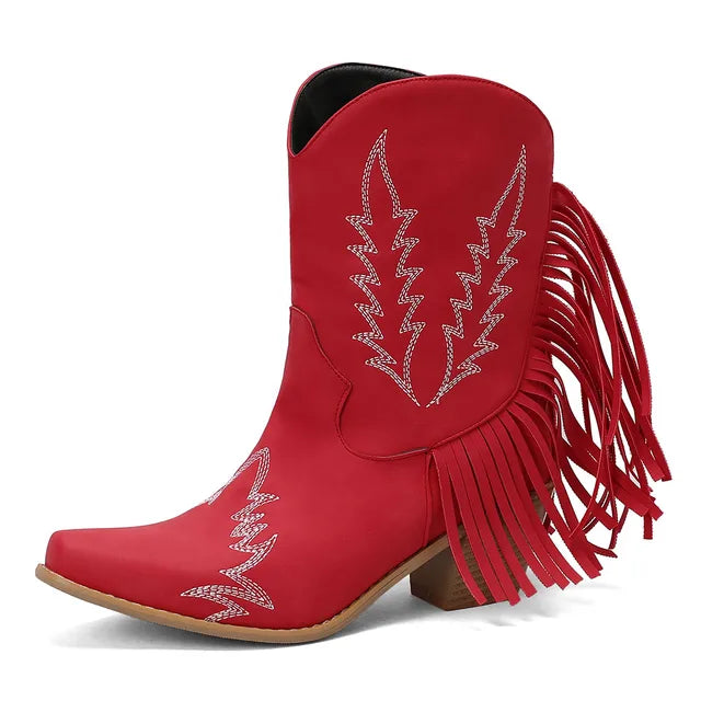 Valenzora | Cowboy ankle boots with fringe tassel
