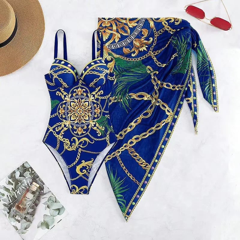 Valenzora | Luxury New Two Piece Women's Bikini Set Push Up Floral Print Bikini Strappy Bandage Swimwear Brazilian Biquini Swimsuit