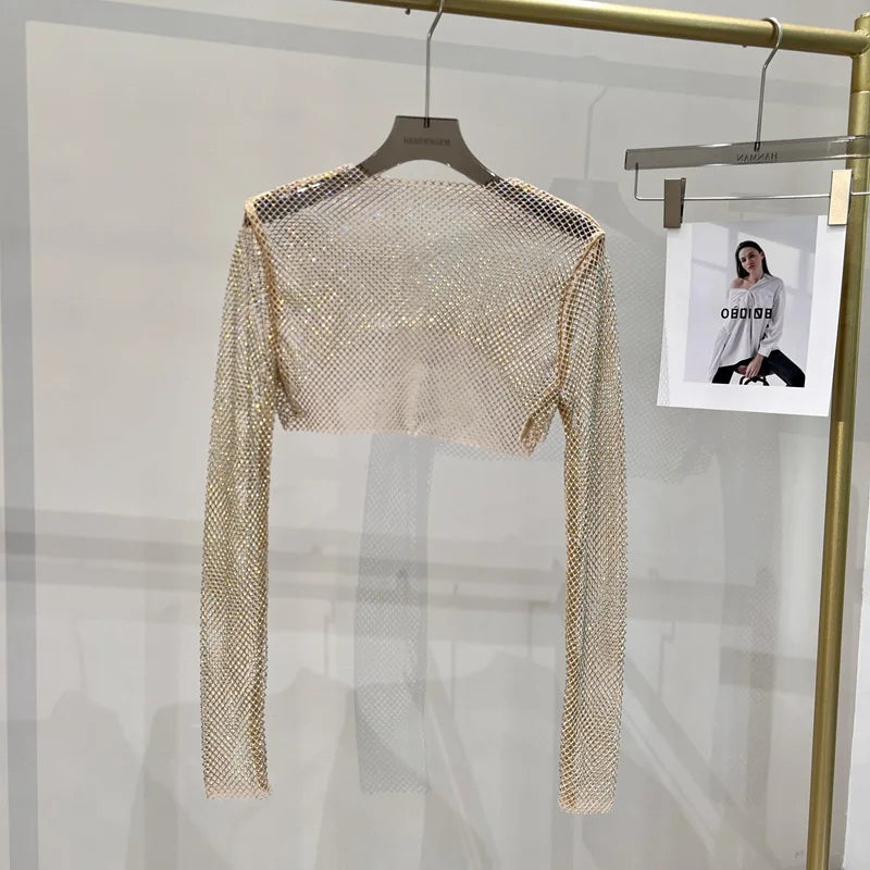Valenzora | Diamond Long Sleeve Mesh Top