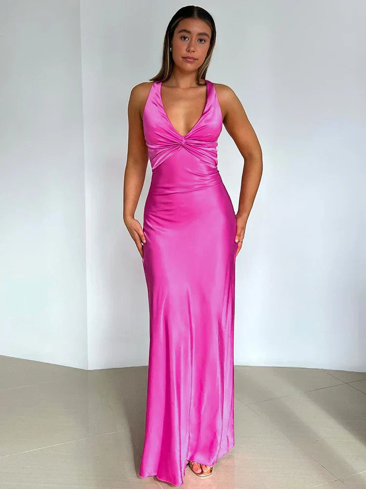 Valenzora | Bow Backless Evening Maxi Dress