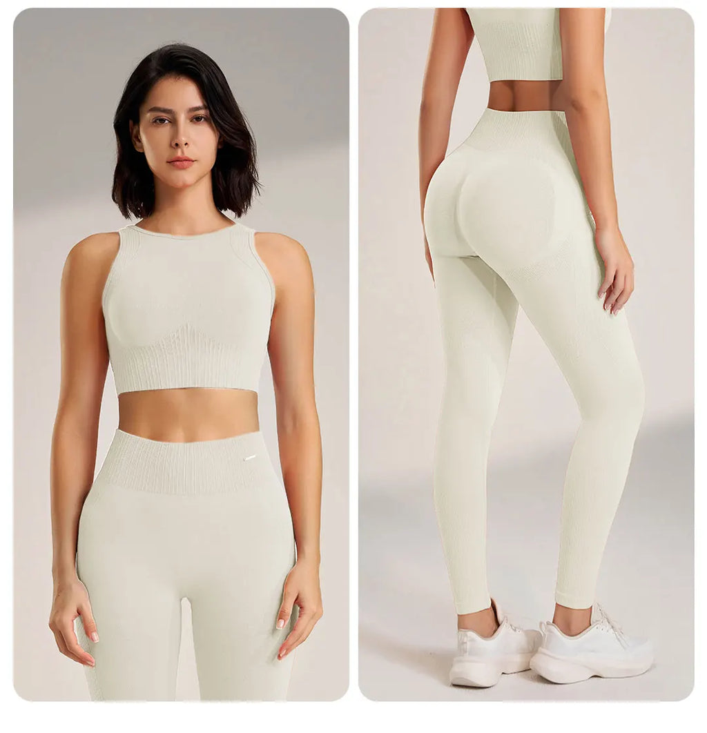 Valenzora | Seamless Yoga Set - High-Waisted Leggings & Top Two-Piece Fitness Outfit