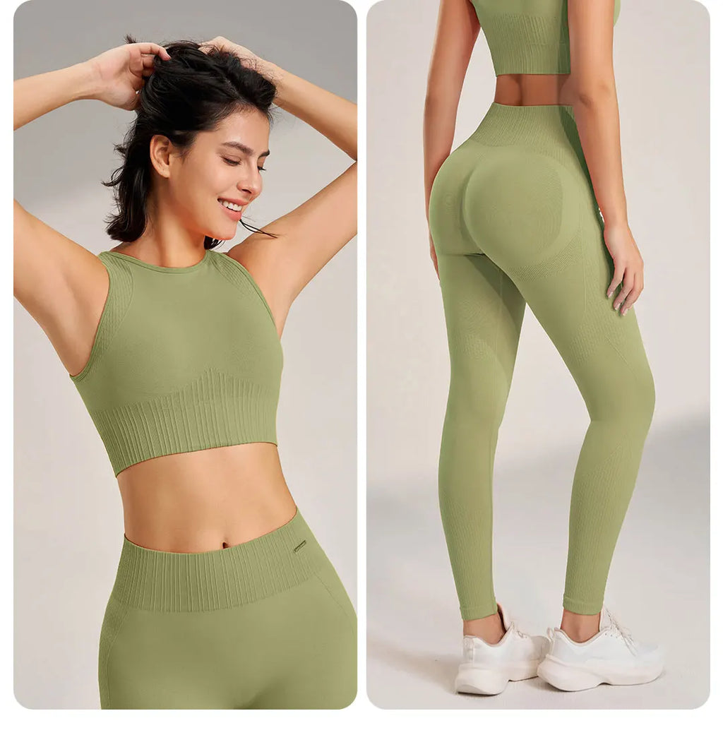 Valenzora | Seamless Yoga Set - High-Waisted Leggings & Top Two-Piece Fitness Outfit