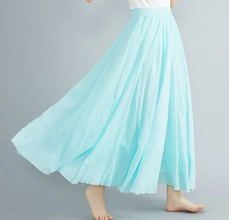 Valenzora | Fashion Cotton Linen Clothing Women's Skirts Maxi Y2K Elegant Beach Saia Ropa Mujer Casual Dress Boho Long Skirts Faldas Harajuku