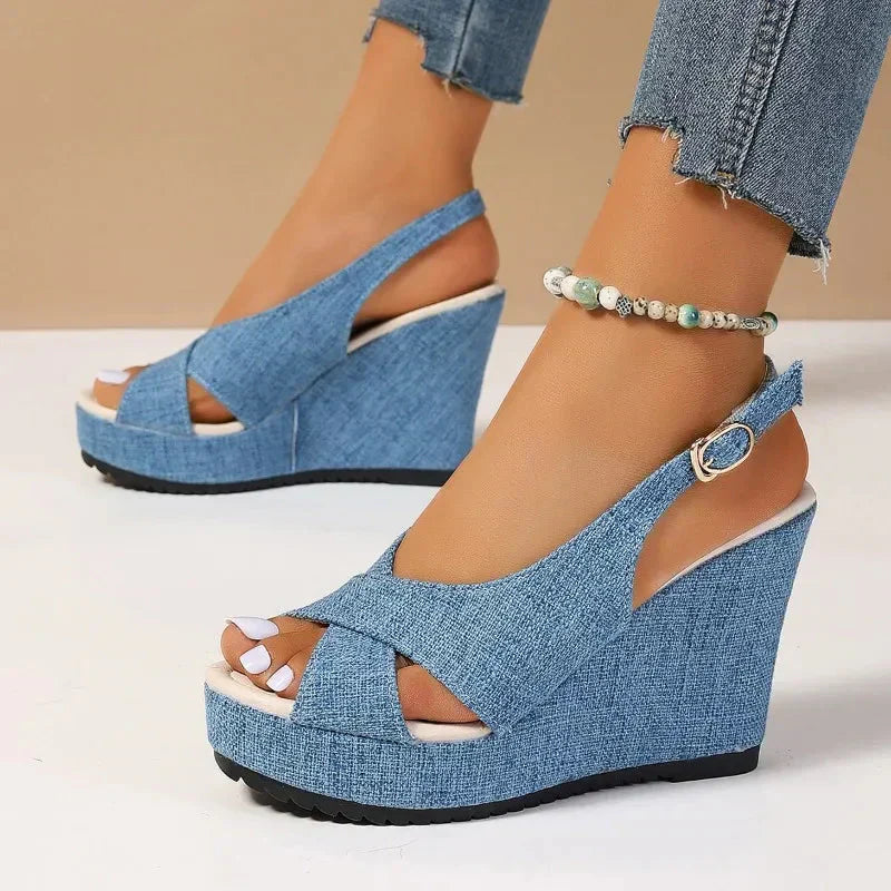 Valenzora | Denim wedge sandals