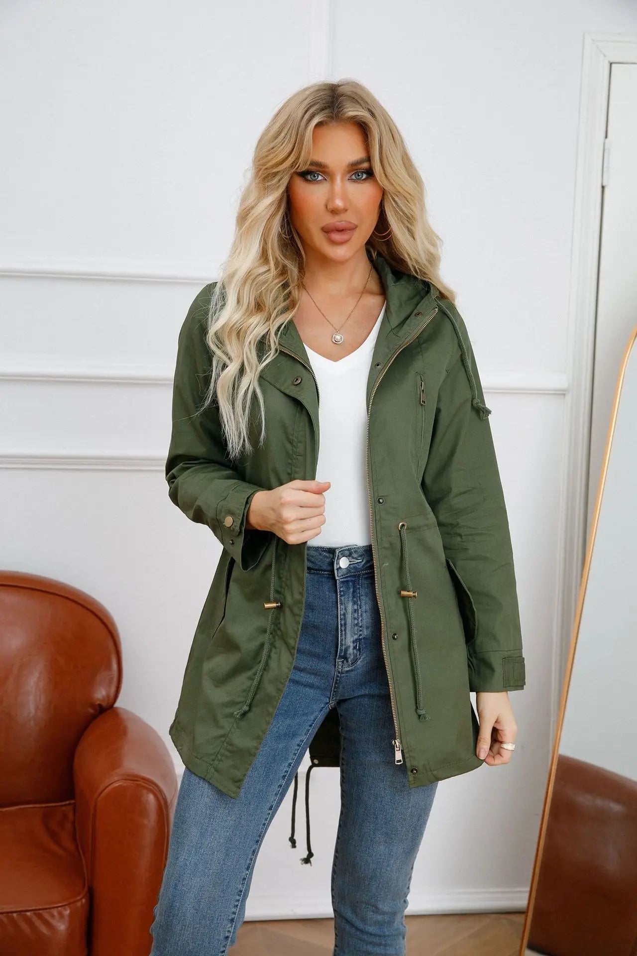 Valenzora | Cotton Trench Coat with Hood