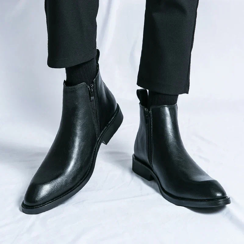 Valenzora | Leather boots with zipper