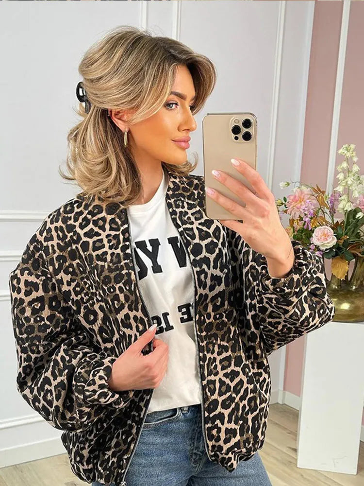 Valenzora | Retro Long Sleeve Leopard Jacket