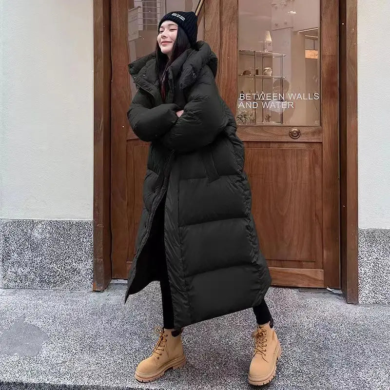 Valenzora | Long Stylish Down Jacket T-Shirt with Hood