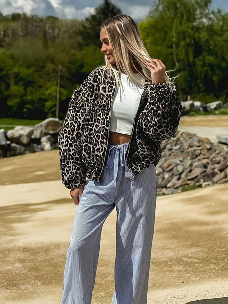 Valenzora | Retro Long Sleeve Leopard Jacket