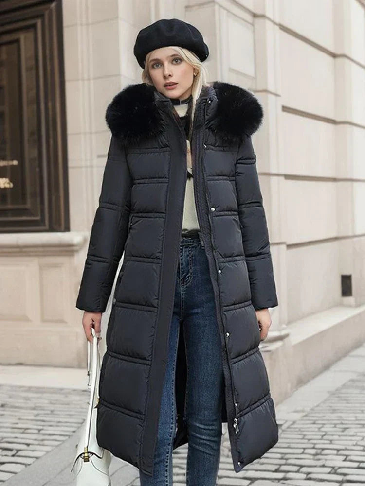 Valenzora - Winter jacket with fur collar and belt