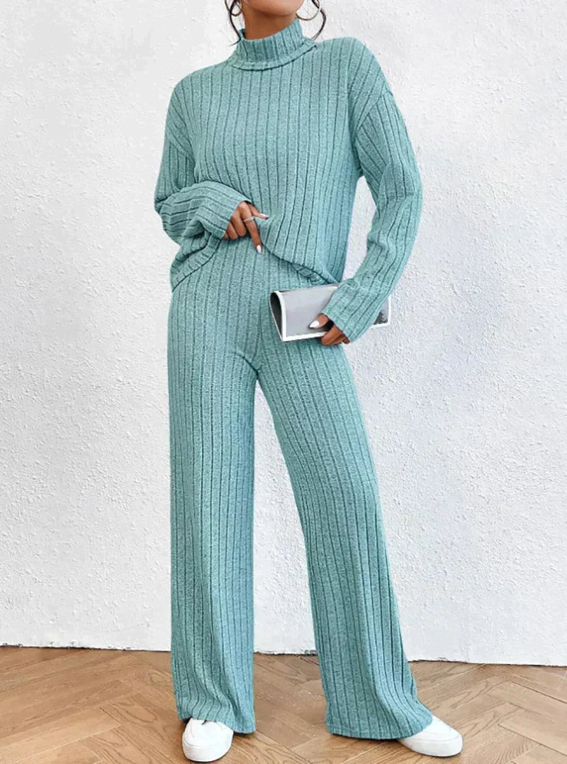 Darlene™ - Knit trousers and roll-neck sweater for women