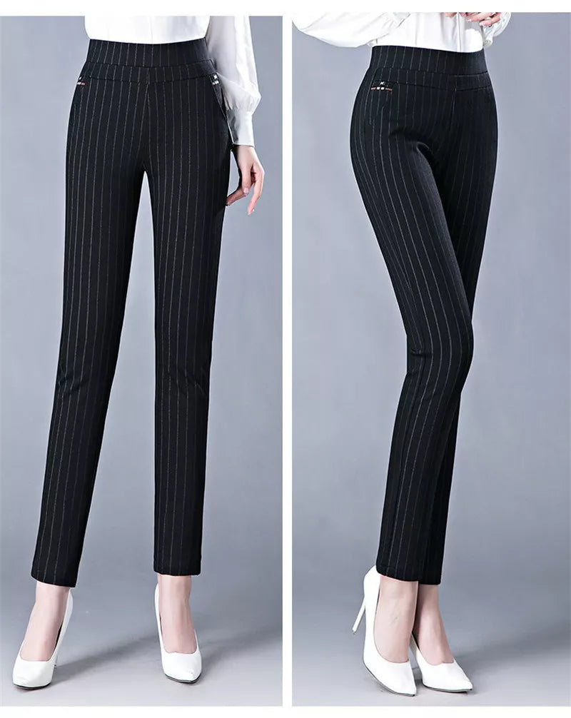 Valenzora Freizeithose | Elegante Damen-Hose mit hohem Bund und Streifen