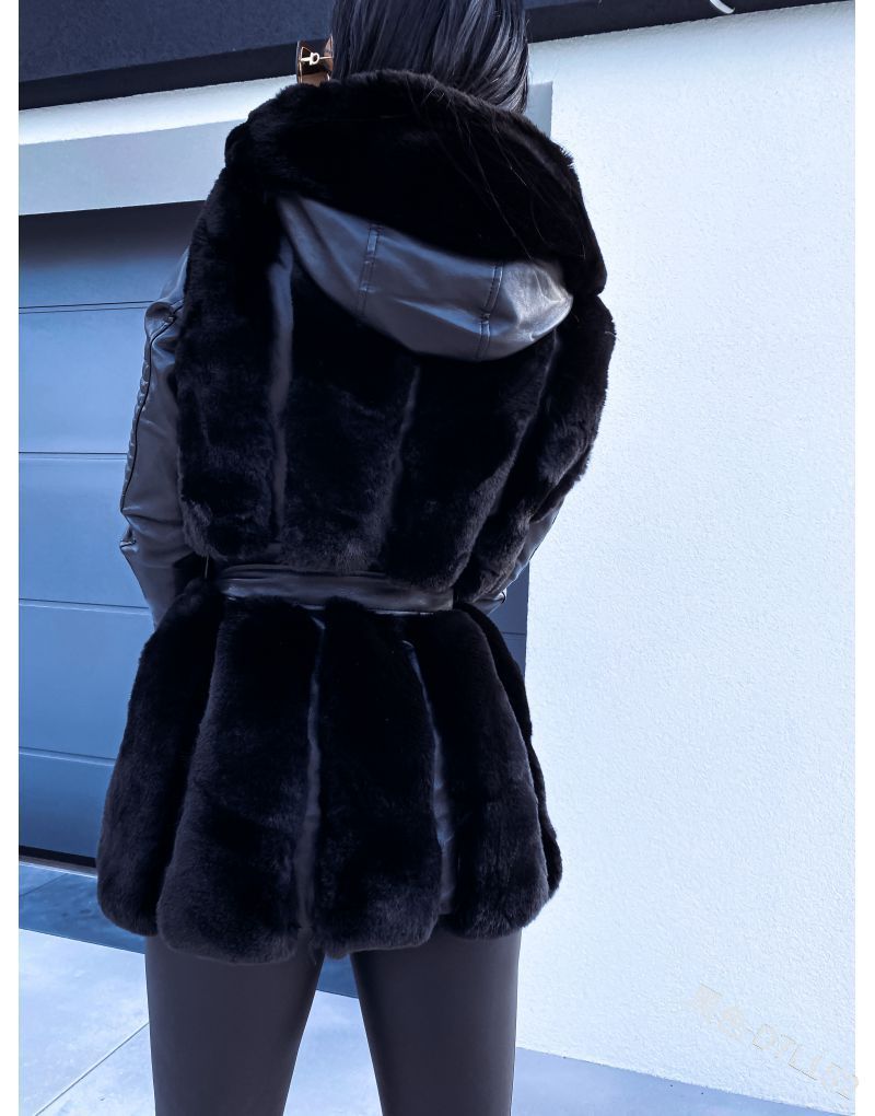 Valenzora Faux Fur Leather Coat