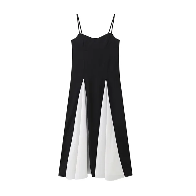 Valenzora Kleid – Schwarz-weißer Split – Polyester – Sommer