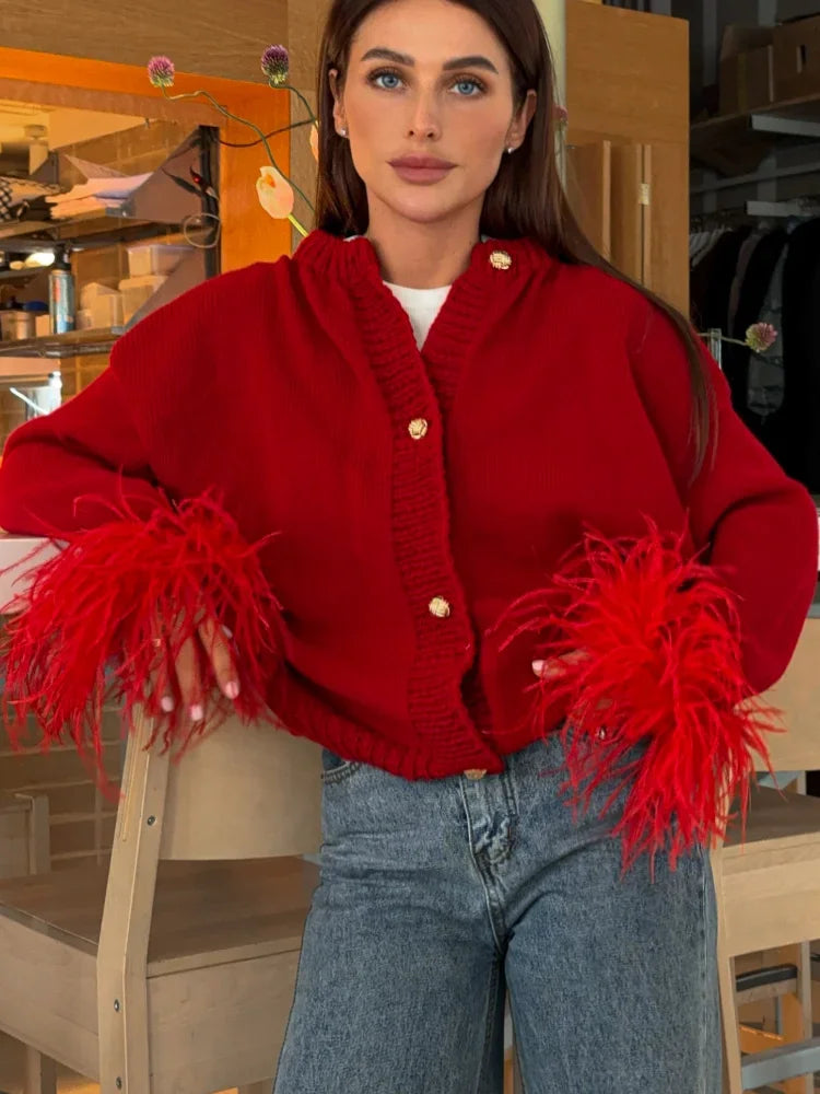 Valenzora | Schicke Feder-Strickjacke