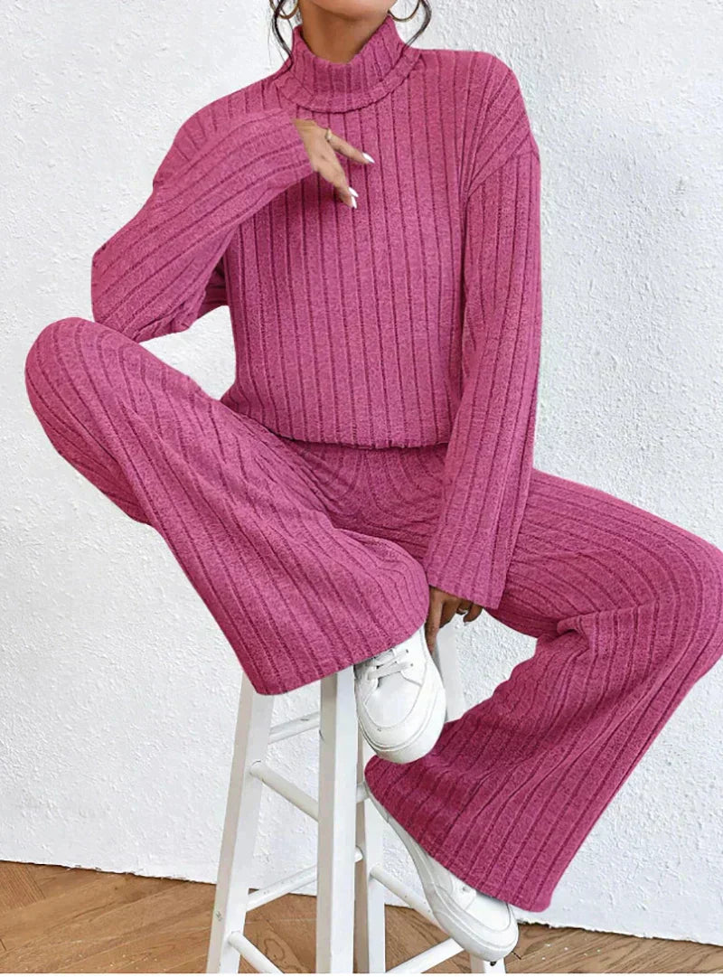 Darlene™ - Knit trousers and roll-neck sweater for women