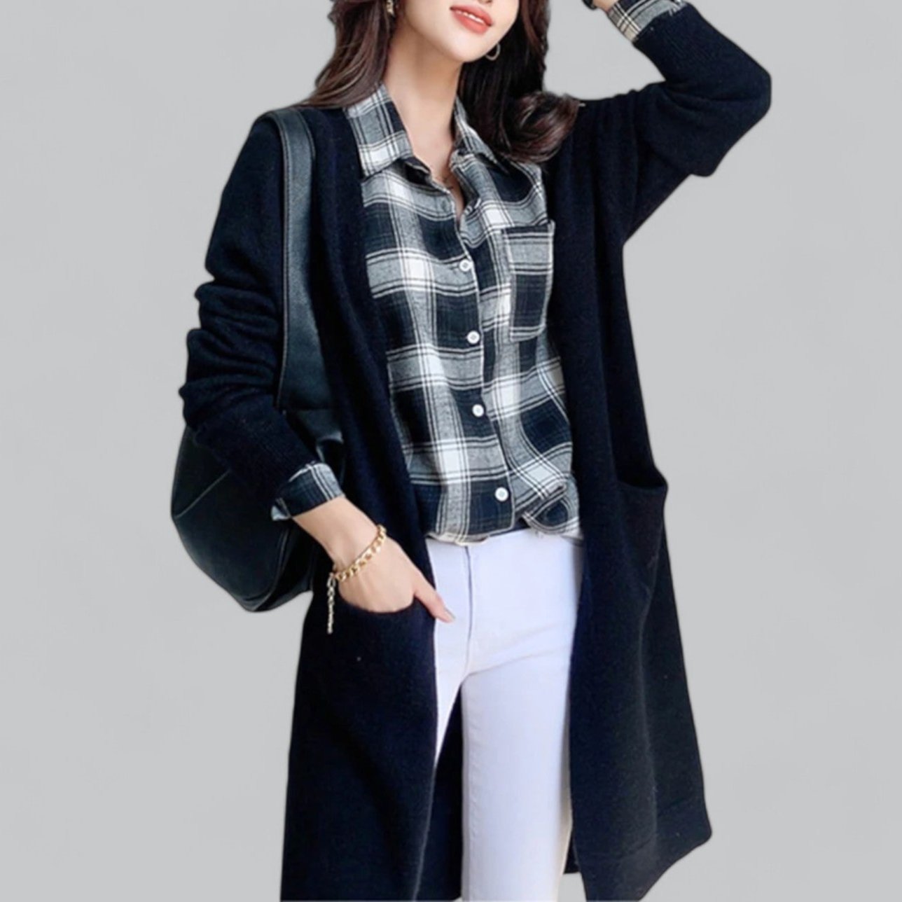 Valenzora | Klassischer langer Kaschmir-Cardigan für Damen