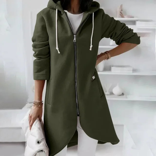 Valenzora | Hooded cardigan with curved hem