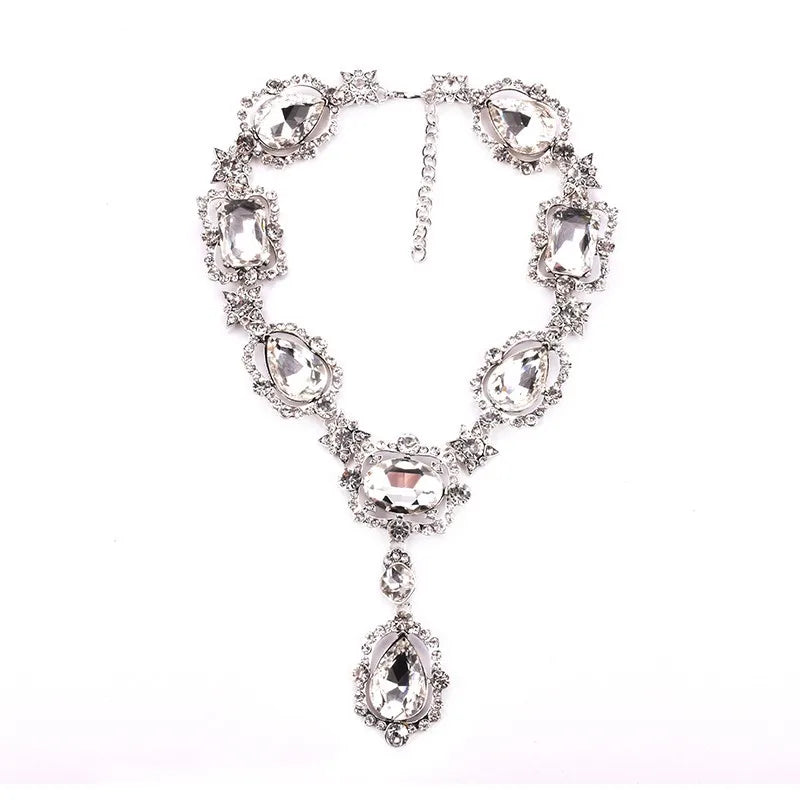 Valenzora | Statement Rhinestones Jewelry Large Gemstone Gem Stone Crystal Victorian Jewelry Green Emerald Bib Necklace for Women
